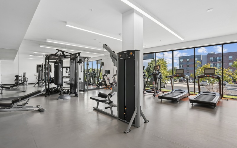 a gym with exercise equipment